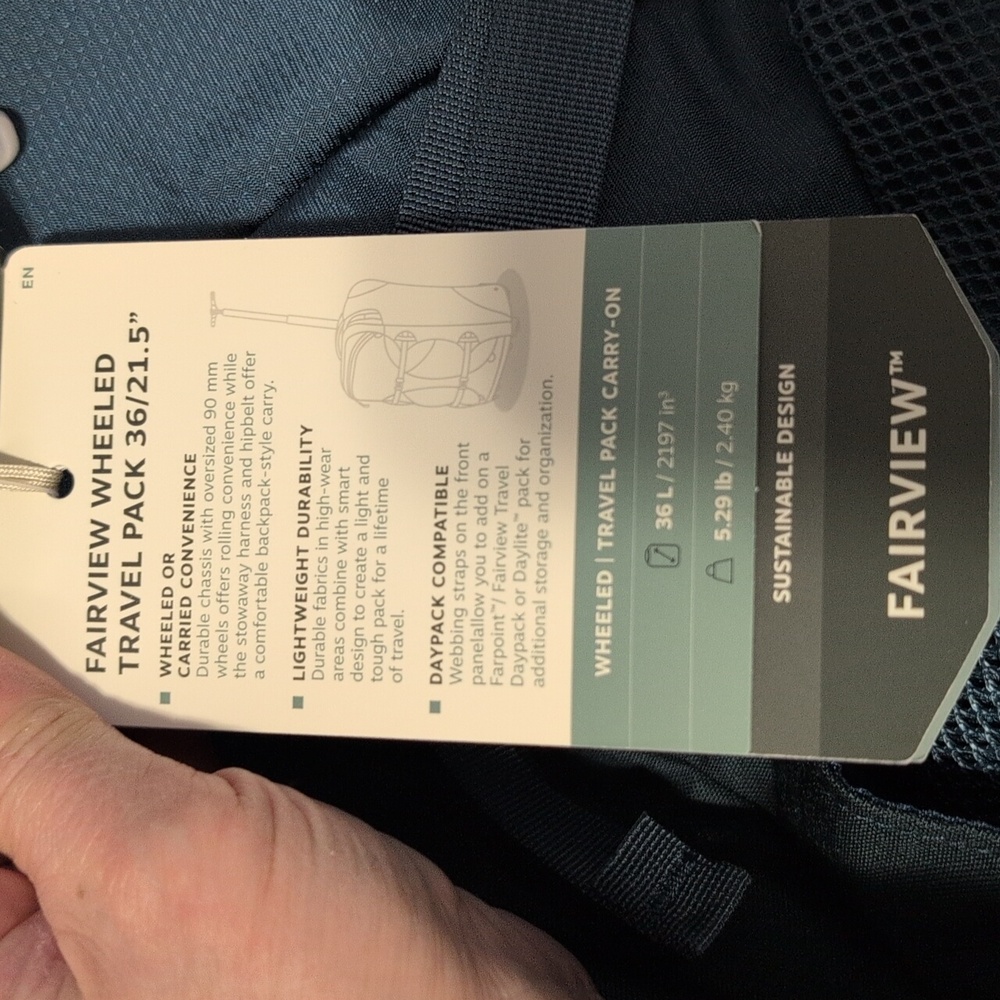 Osprey Fairview Wheeled Travel Pack 36 Night Jungle Blue Women's/ Unisex - Picture 7 of 11